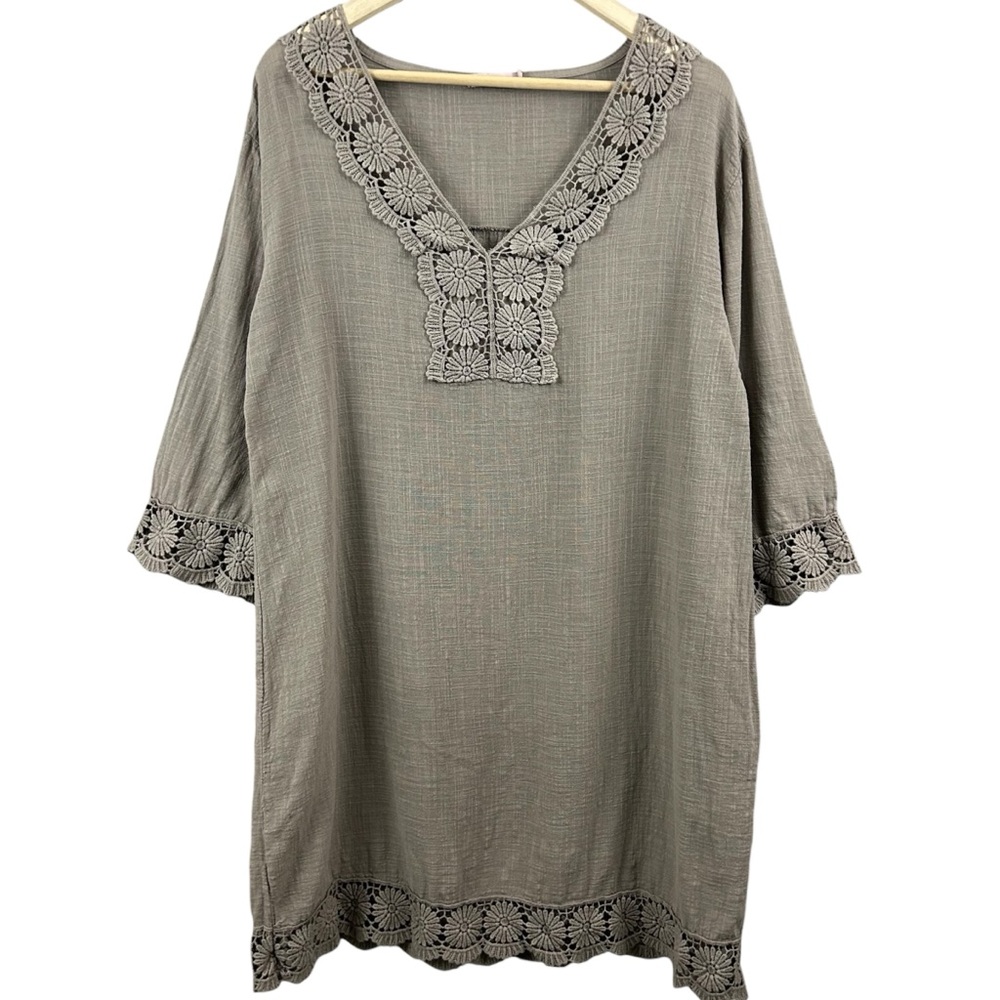 OWN IT Made In Italy Cotton Boho Crochet Detail Dress Size XL